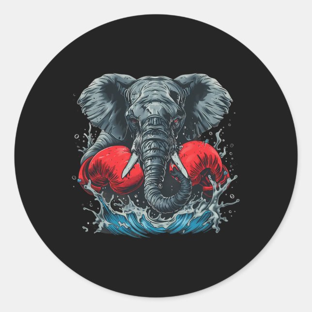 Adesivo Elefante Boxeando Com Luvas de Boxe Kickboxing Div (Frente)