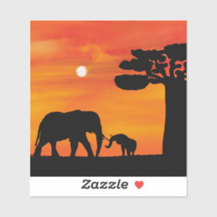 Adesivo elefante, ,céu ,animais ,nascer do sol ,natureza ,