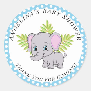 Adesivo Elefante, Chá de fraldas Bonito Azul, Obrigado