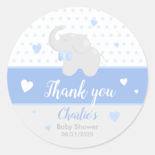 Adesivo Elefante Chá de fraldas Boy Blue Obrigado Sticker