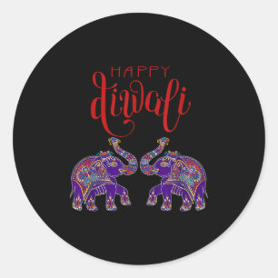 Adesivo Elefante Colorido Feliz Deepavali Diwali Para Hind