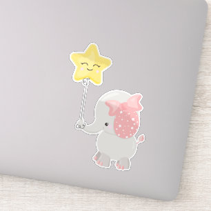 Adesivo Elefante Com Balão, Coroa, Elefante Bonito, Estrel