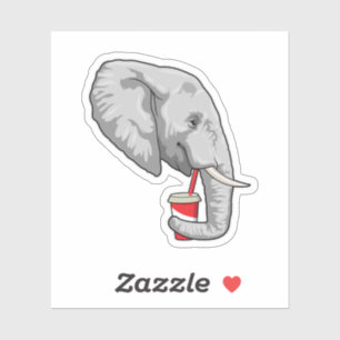 Adesivo Elefante com Bebida