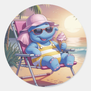 Adesivo Elefante comendo sorvete de verão
