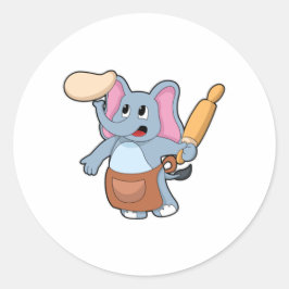 Adesivo Elefante como cozinheiro com Rolling pin & Dough