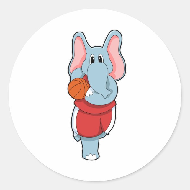 Adesivo Elefante como jogador de basquetebol (Frente)