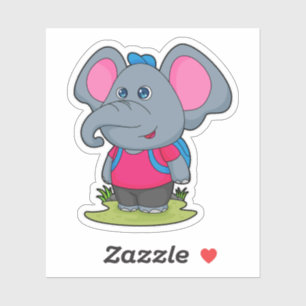 Adesivo Elefante como Mochileiro com Mochila