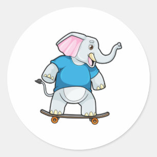 Adesivo Elefante como skater com skate