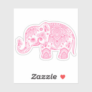 Adesivo Elefante cor-de-rosa de paisley do vintage