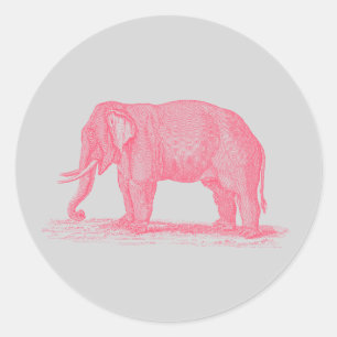 Adesivo Elefante cor-de-rosa do vintage em elefantes