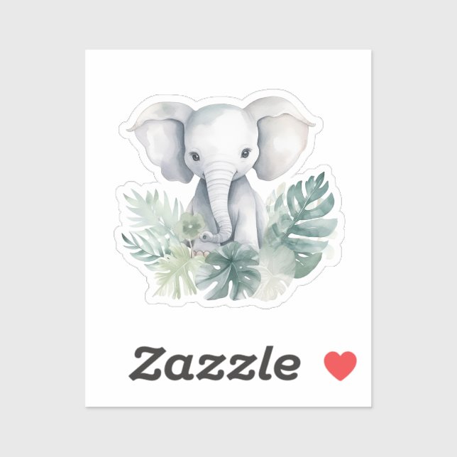 Adesivo Elefante Cuto Neutro Primeiro Aniversário (Folha)