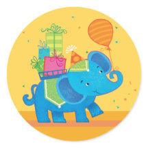 Elefante de Aniversário com Balões e Presentes