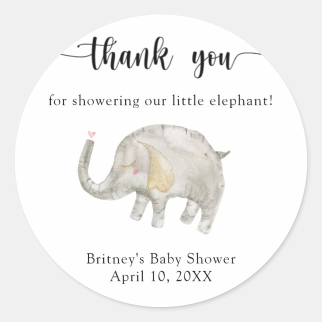 Adesivo Elefante de balão de aquarela obrigado você (Frente)