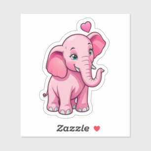 Adesivo Elefante De Bebê Cor-De-Rosa E Bonita Com Amor