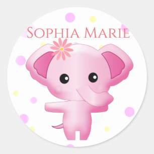Adesivo Elefante De Bebê Rosa Bonito