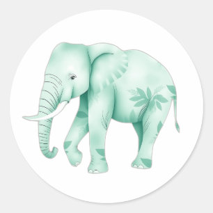 Adesivo Elefante de Casa com Folhas de Selva