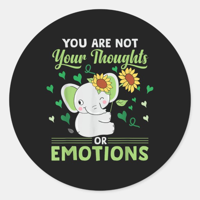 Adesivo Elefante de Consciência da Saúde Mental (Frente)