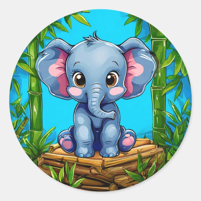 Adesivo Elefante de desenho animado (Frente)