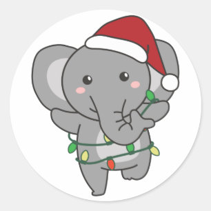 Adesivo Elefante de Natal Animais de inverno Elefantes