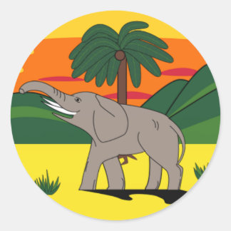 Adesivo Elefante Dourado e palmeira