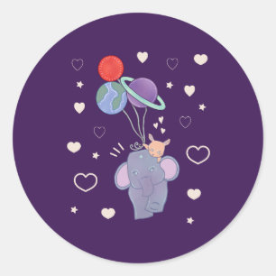 Adesivo Elefante e Coelho no Passeio de Balão Espacial C