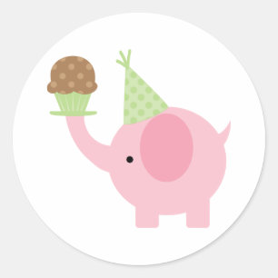 Adesivo Elefante e Cupcake