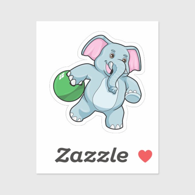 Adesivo Elefante em Boliches com Bola de boliche (Folha)