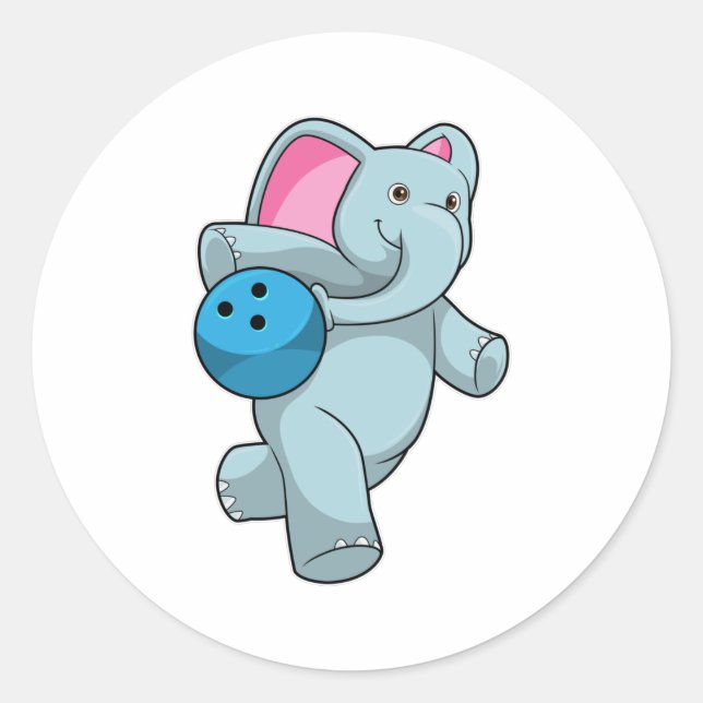 Adesivo Elefante em Boliches com Bola de boliche (Frente)