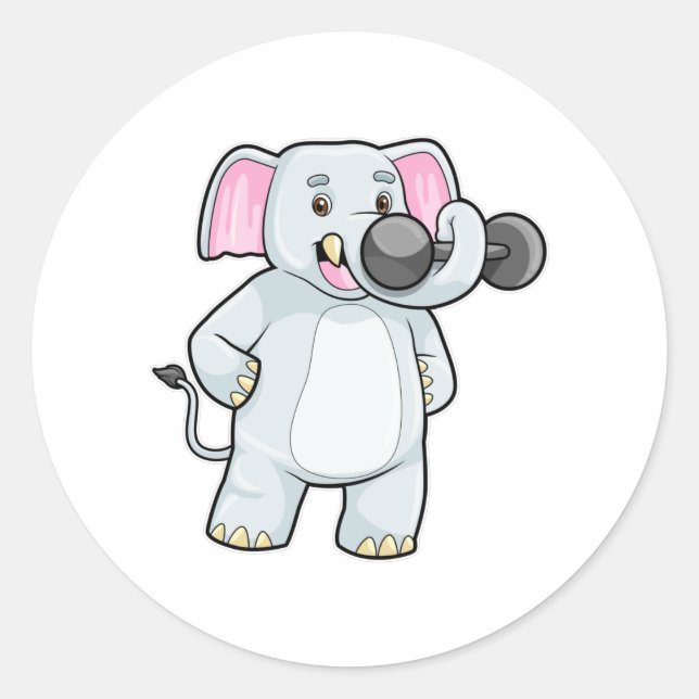 Adesivo Elefante em Strenght treinando Dumbbell (Frente)