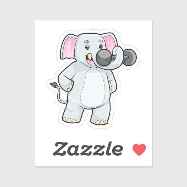 Adesivo Elefante em Strenght treinando Dumbbell (Folha)