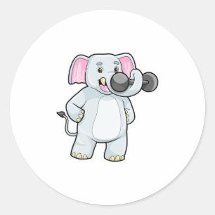 Adesivo Elefante em Strenght treinando Dumbbell