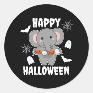 Adesivo Elefante Feliz Halloween Pumpkin Bat Costume