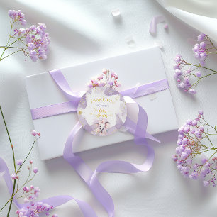 Adesivo Elefante Lilac Floral Cute Obrigado Chá de fraldas