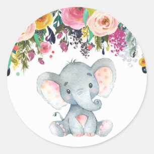 Adesivo Elefante Menina Chuvinha de Bebê Rosa e Cinza