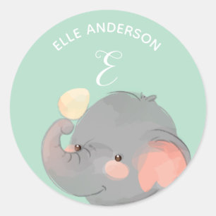Adesivo Elefante • Monograma Alfabeto Fofo Dia da Creche
