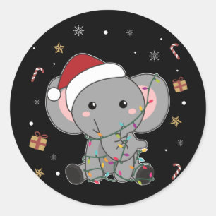Adesivo Elefante Natal Neve Animais de inverno Elefantes C