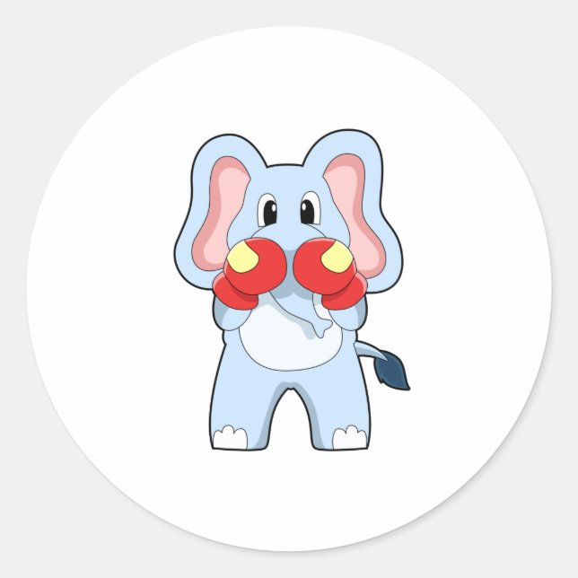 Adesivo Elefante no Boxing com luvas in a box (Frente)