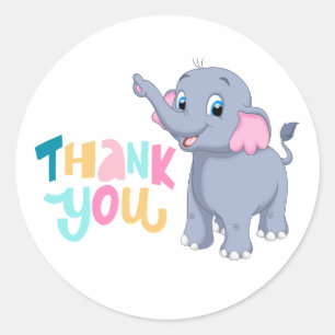 Adesivo Elefante Obrigado Sticker, Rótulo Bonito