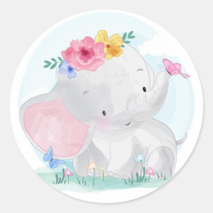 Adesivo Elefante para Bebê de Aquarela