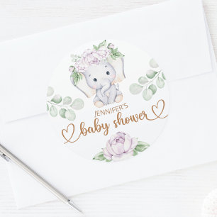 Adesivo Elefante para bebês e Chá de fraldas de aquarela p