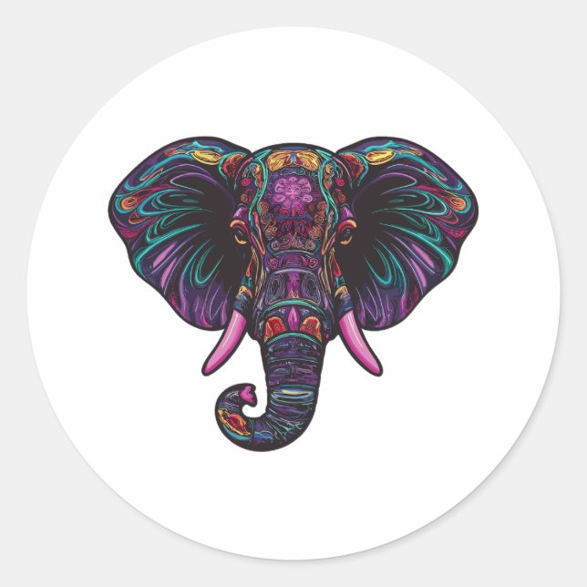 Adesivo Elefante Psicedélico Colorido (Frente)