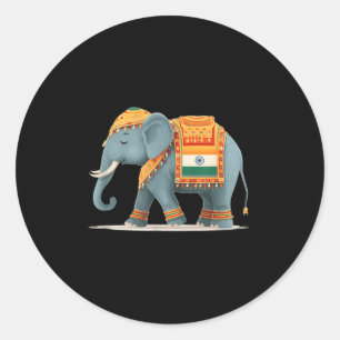 Adesivo Elefante Relaxado No Figurino De Cores Indianos