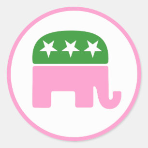Adesivo Elefante Republicano Rosa e Verde