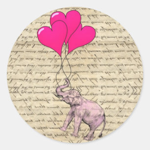 Adesivo Elefante rosa segurando balões