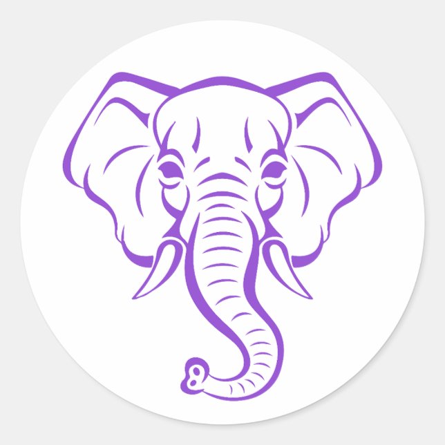 Adesivo Elefante Roxo E Bonito Design para amante de elefa (Frente)