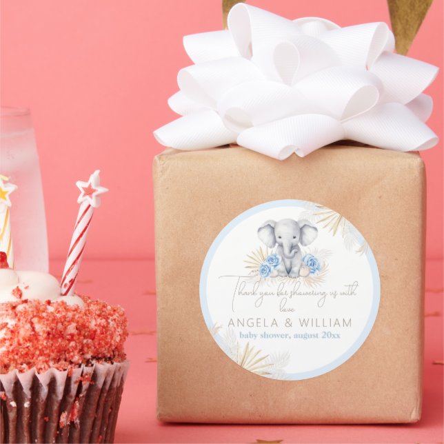 Adesivo Elefante Safari Boho Chá de fraldas Azul (Festa)