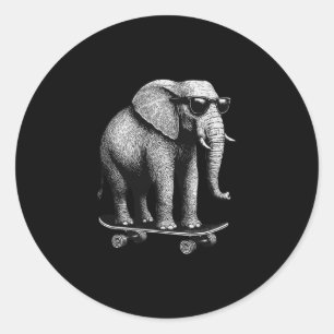 Adesivo Elefante Skateboarder Com Óculos de Sol Animal Ska