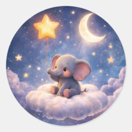 Adesivo Elefante sonhador e estrela da meia-noite brilhant
