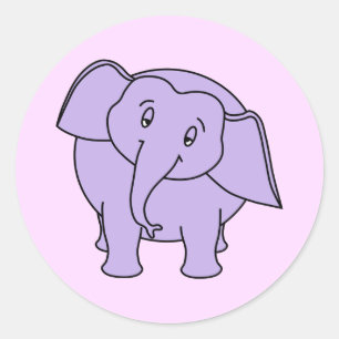 Adesivo Elefante sonolento roxo. Desenhos animados