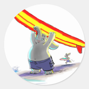 Adesivo elefante surfando